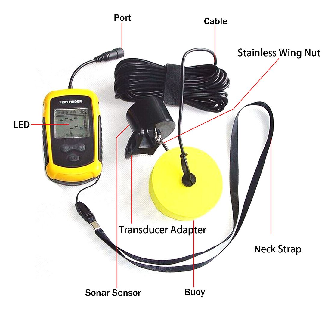 100M Depth Alarm Capturing Transducer Portable Sonar Sensor Sounder